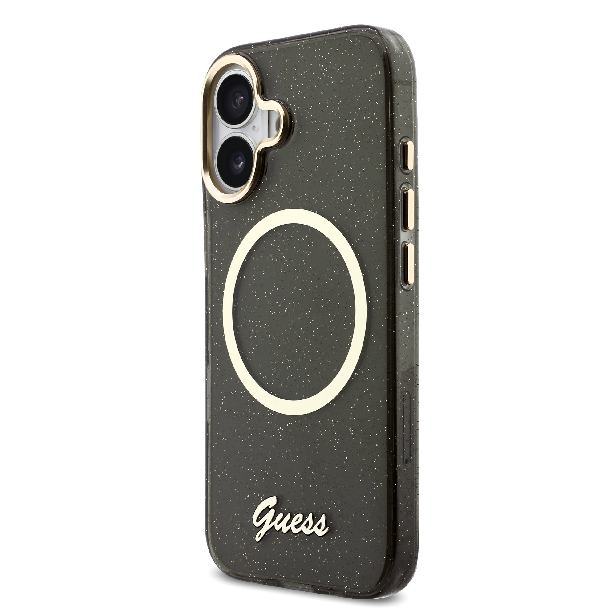 GUESS Калъф Apple iPhone 17, Glitter Script Strap MagSafe + Wrist strap /черен/- GUHMP17S5HTGSMSK – снимка 2