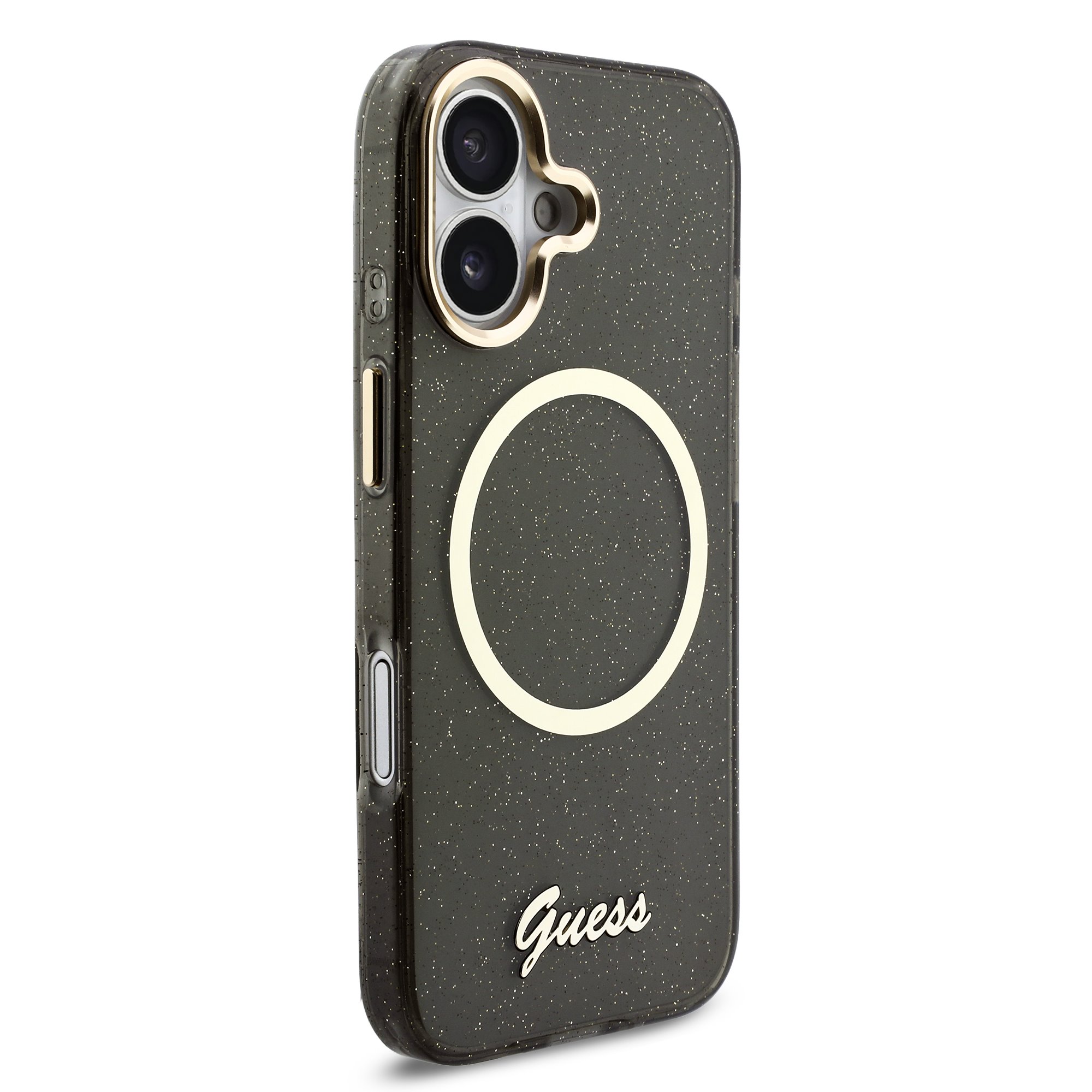GUESS Калъф Apple iPhone 17, Glitter Script Strap MagSafe + Wrist strap /черен/- GUHMP17S5HTGSMSK – снимка 3