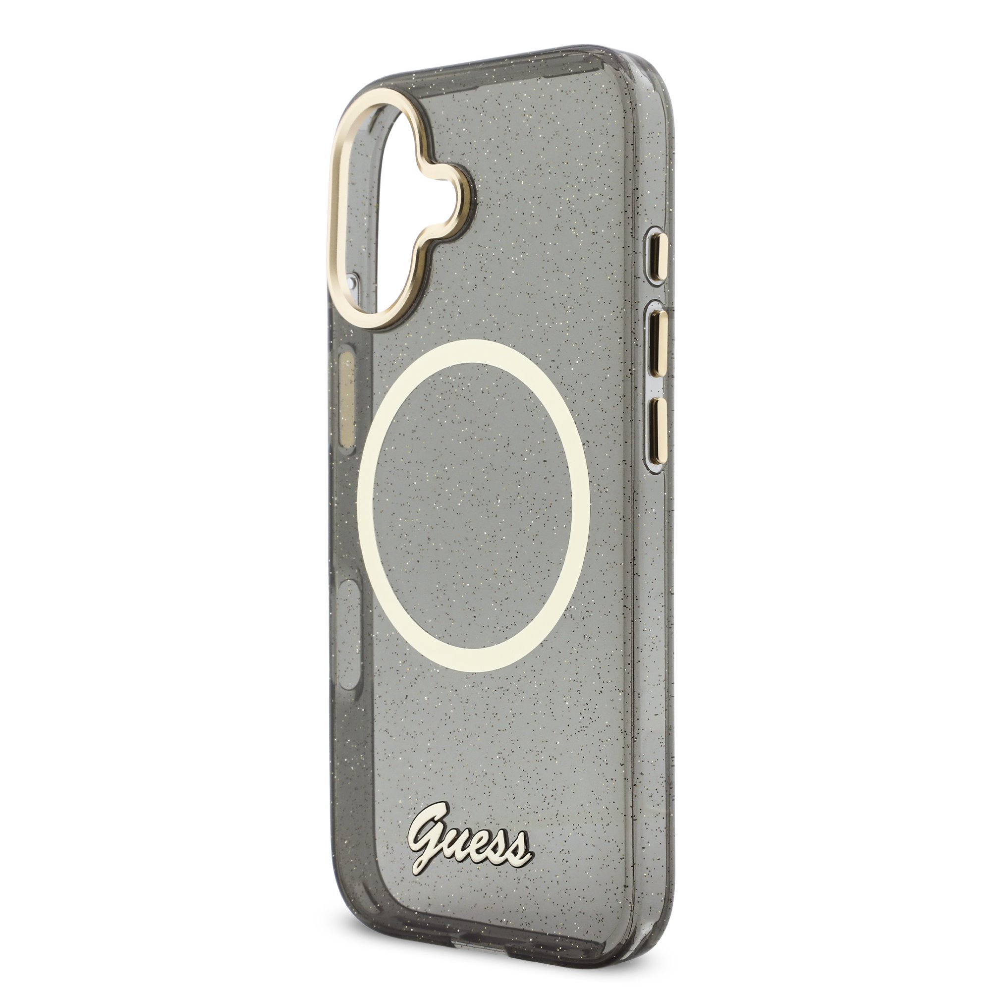 GUESS Калъф Apple iPhone 17, Glitter Script Strap MagSafe + Wrist strap /черен/- GUHMP17S5HTGSMSK – снимка 4