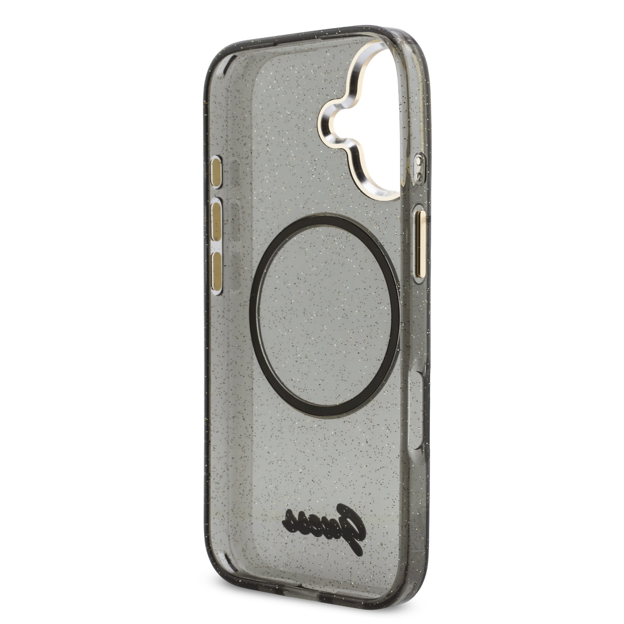 GUESS Калъф Apple iPhone 17, Glitter Script Strap MagSafe + Wrist strap /черен/- GUHMP17S5HTGSMSK – снимка 5