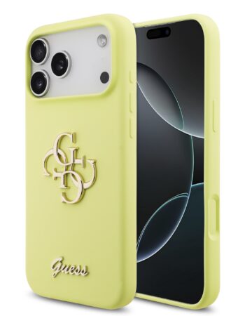 GUESS Калъф Apple iPhone 17 Pro Max, Liquid Silicone 4G Metal Logo, жълт - GUHCP17XSC4GLMY
