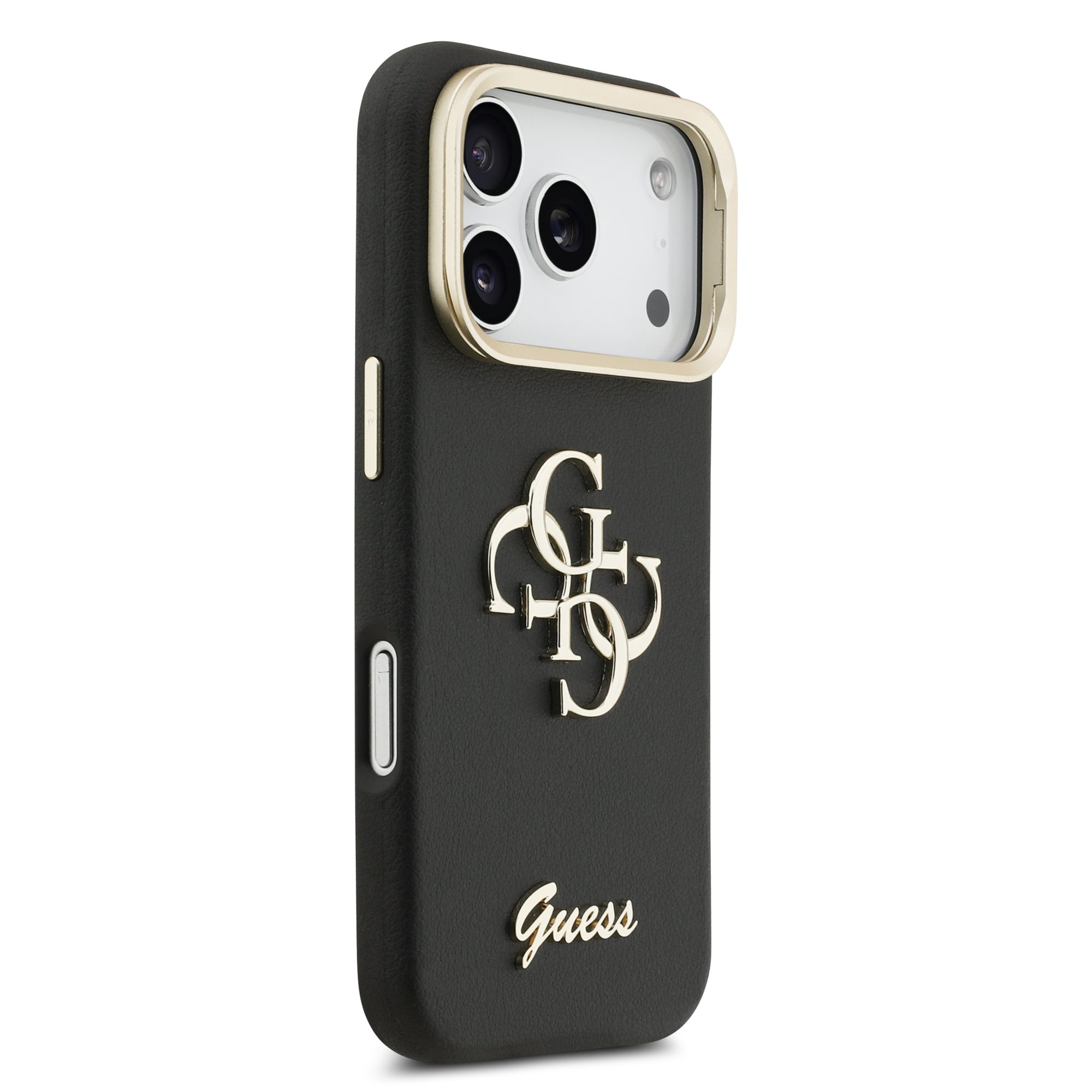GUESS Калъф Apple iPhone 17 Pro Max, PU Grained 4G Logo Stand Camera Frame, черен - GUHCP17XPCS4GSK – снимка 4