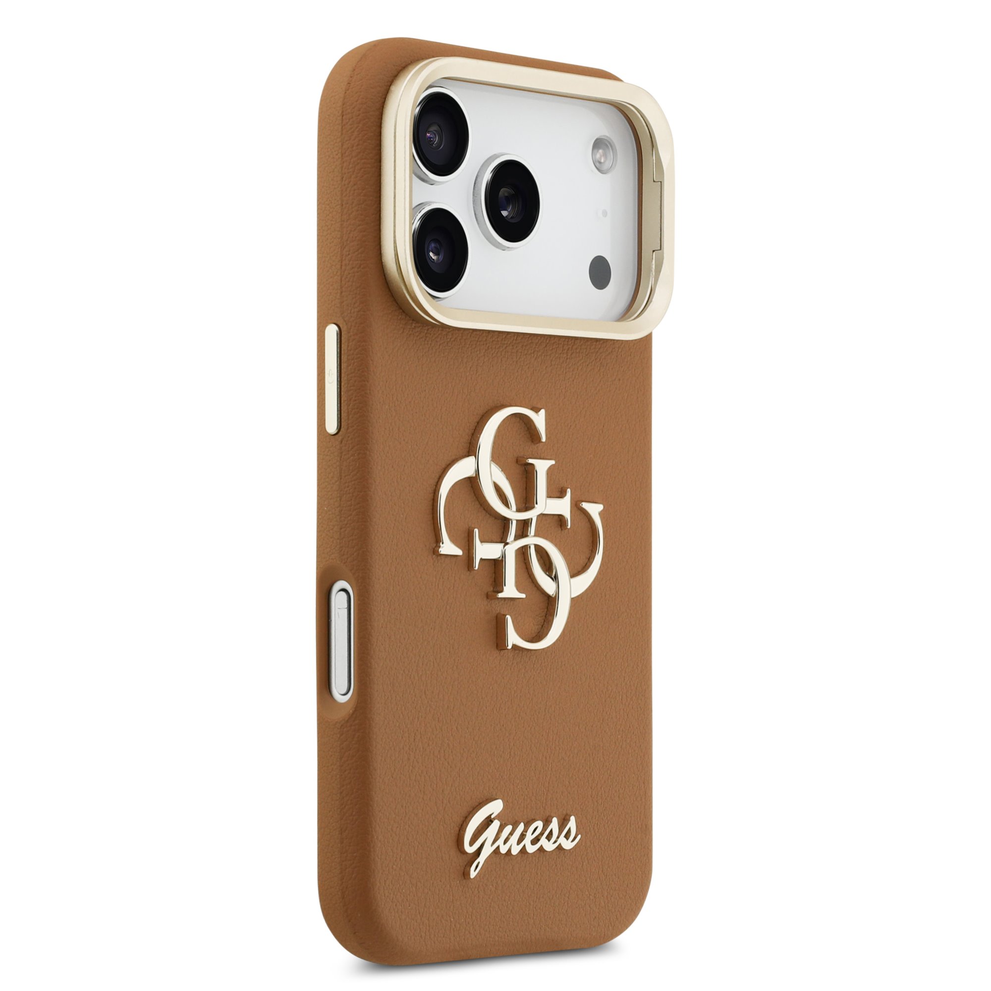 GUESS Калъф Apple iPhone 17 Pro Max, PU Grained 4G Logo Stand Camera Frame, кафяв - GUHCP17XPCS4GSW – снимка 4