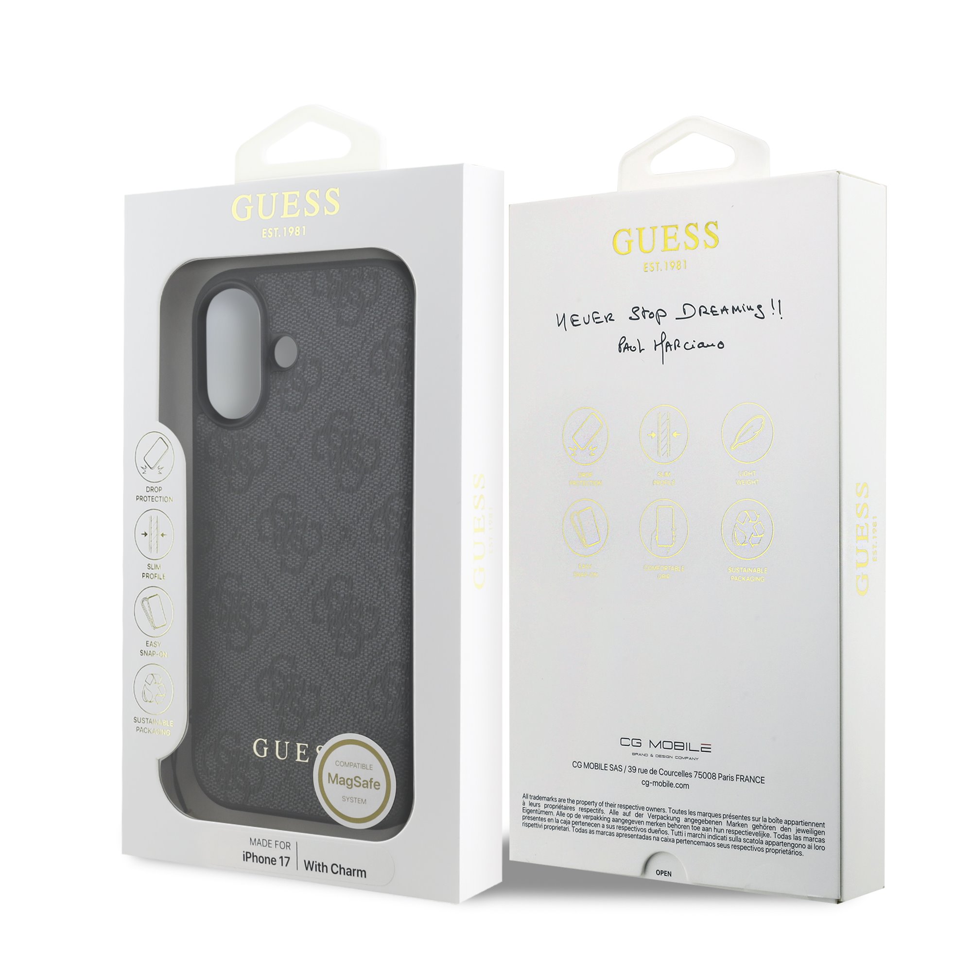 GUESS Калъф Apple iPhone 17, 4G Charm Tone on Tone MagSafe, сив - GUHMP17SGF4GCK – снимка 2