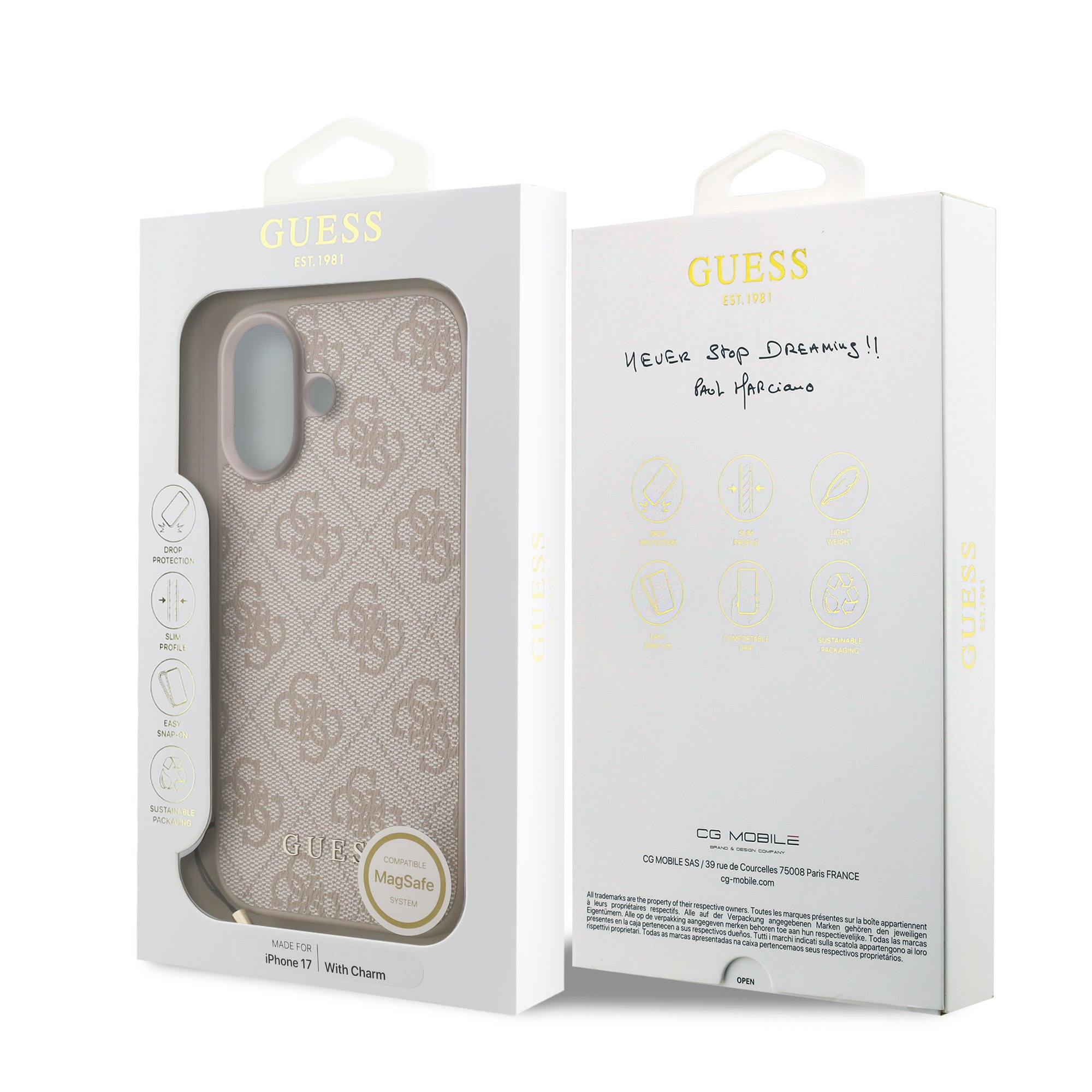 GUESS Калъф Apple iPhone 17, 4G Charm Tone on Tone MagSafe, розов - GUHMP17SGF4GCP – снимка 6