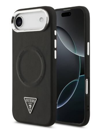 GUESS Калъф Apple iPhone 17 Air, PU Leather Triangle Logo MagSafe, черен - GUHMP17MPSDTSCMK