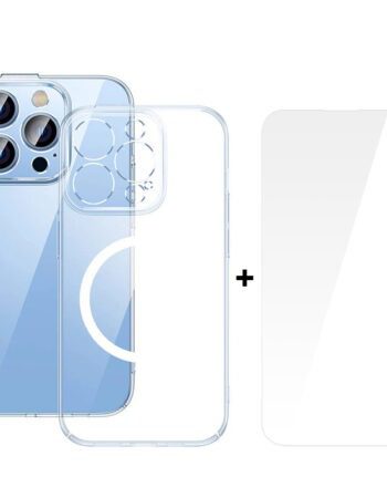 BASEUS Калъф + Стъклен протектор Crystal MagSafe Apple iPhone 14 Plus /прозрачен/