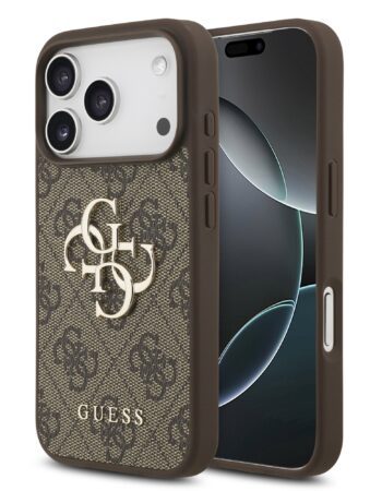 GUESS Калъф Apple iPhone 17 Pro, PU 4G Metal Logo, /кафяв/ - GUHCP17L4GMGBR