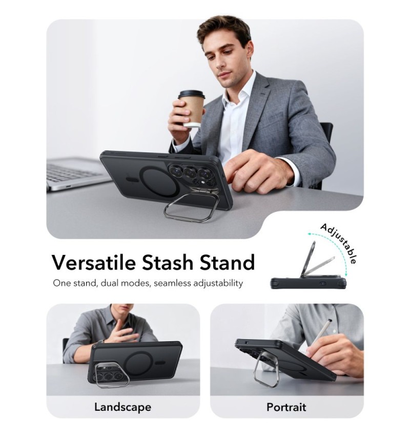 ESR Калъф Classic Hybrid със стойка, Samsung S26 Ultra, MagSafe /матово черен/ – снимка 3