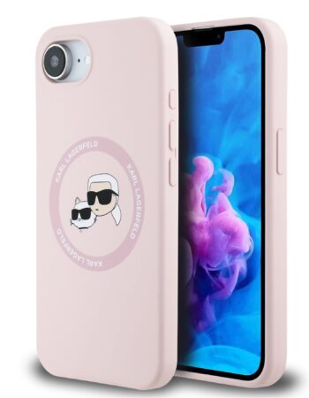 Karl Lagerfeld Калъф Apple iPhone 16e, Liquid Silicone K/CH Heads MagSafe /розов/ - KLHMPSE4SKCHTCP