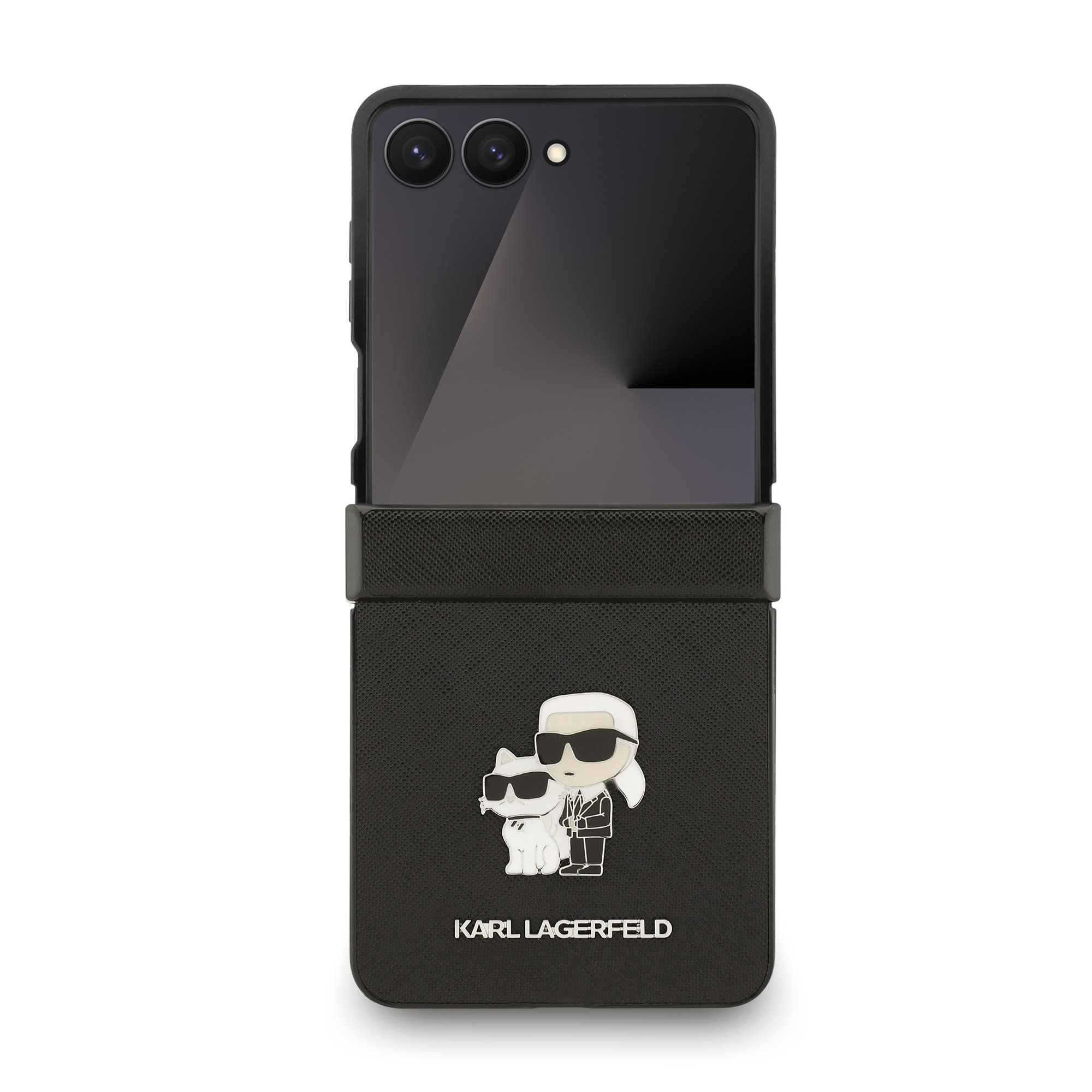 Karl Lagerfeld Калъф Samsung Z Flip 7, PU Saffiano Karl and Choupette /черен/ - KLHCZF7SAPKCNPK – снимка 3