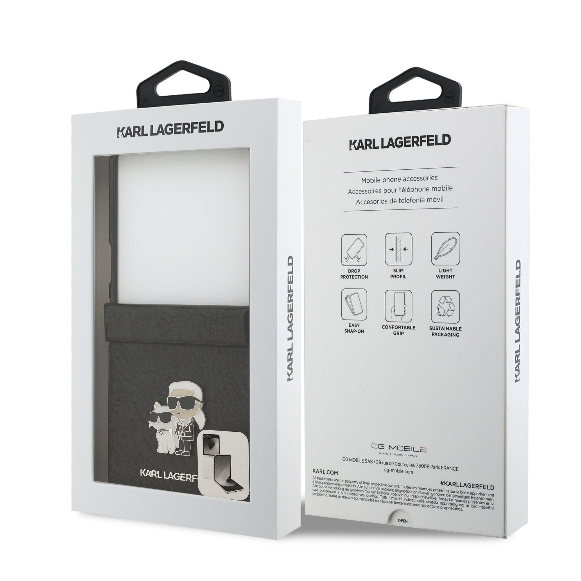 Karl Lagerfeld Калъф Samsung Z Flip 7, PU Saffiano Karl and Choupette /черен/ - KLHCZF7SAPKCNPK – снимка 2