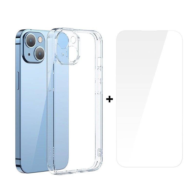 BASEUS Калъф + Стъклен протектор SuperCeramic Glass Apple iPhone 14 Plus /прозрачен/