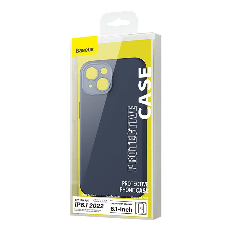 BASEUS Калъф + Стъклен протектор Liquid Gel MagSafe Apple iPhone 14 Plus /син/ – снимка 2