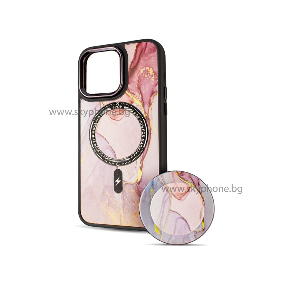 BOTER Калъф MagSafe + MagPopsocket iPhone 14 Pro Max /Marble/ – снимка 3