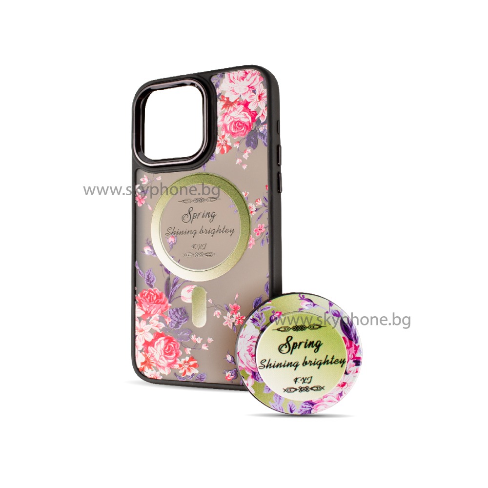 BOTER Калъф MagSafe + MagPopsocket iPhone 13 Pro /Pastel flowers/ – снимка 3