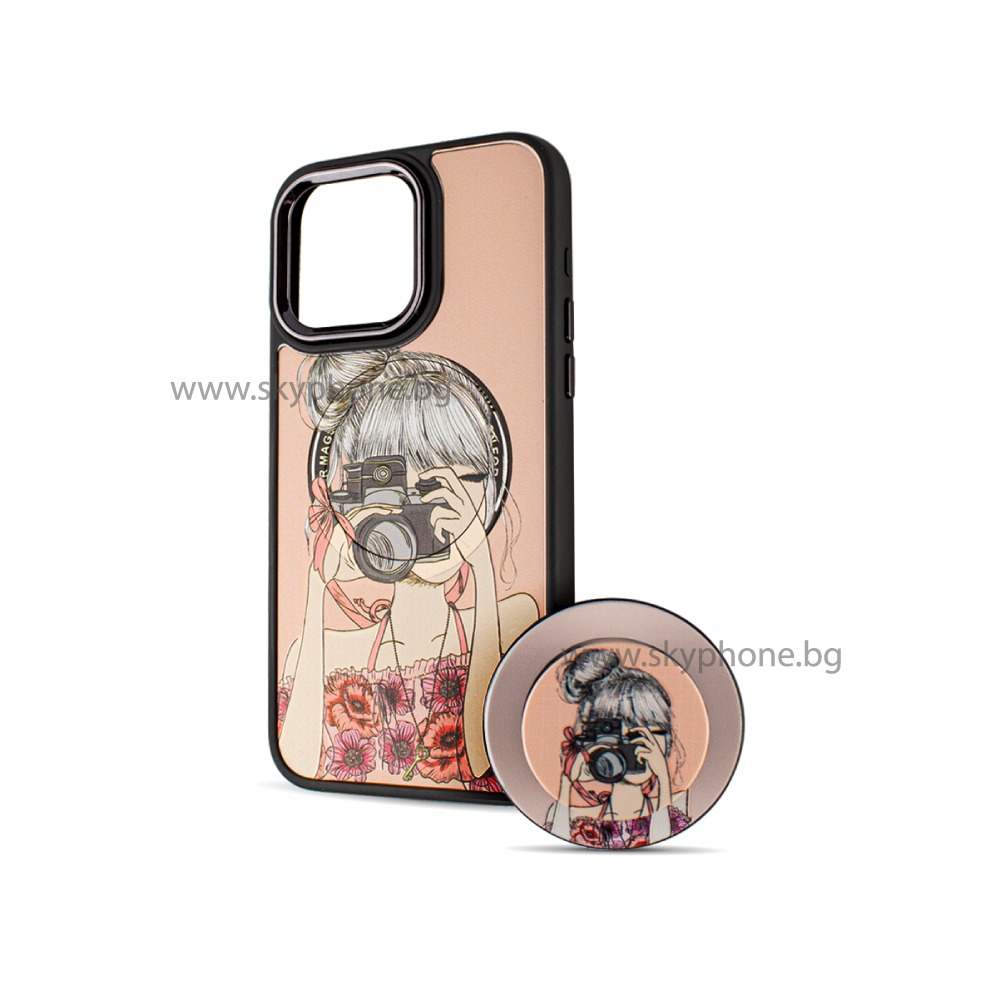 BOTER Калъф MagSafe + MagPopsocket iPhone 15 Pro Max /Photo girl/