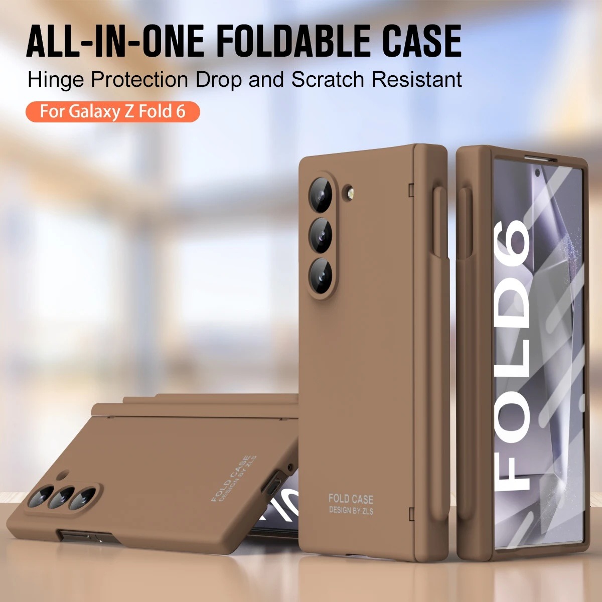 Калъф FW Full Body Hinge Liquid Silicone Samsung Z Fold 6 + S-Pen /кафяв/ – снимка 3