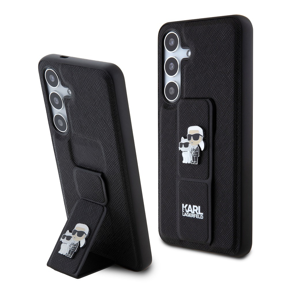 Karl Lagerfeld Калъф Samsung S24, Saffiano Grip Stand Metal Logo /черен/ - KLHCS24SGSAKCPK – снимка 2