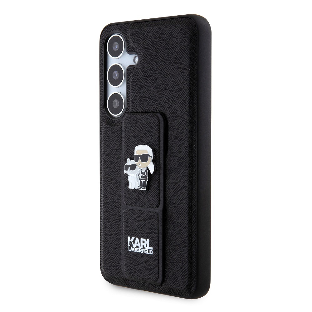 Karl Lagerfeld Калъф Samsung S24, Saffiano Grip Stand Metal Logo /черен/ - KLHCS24SGSAKCPK – снимка 3