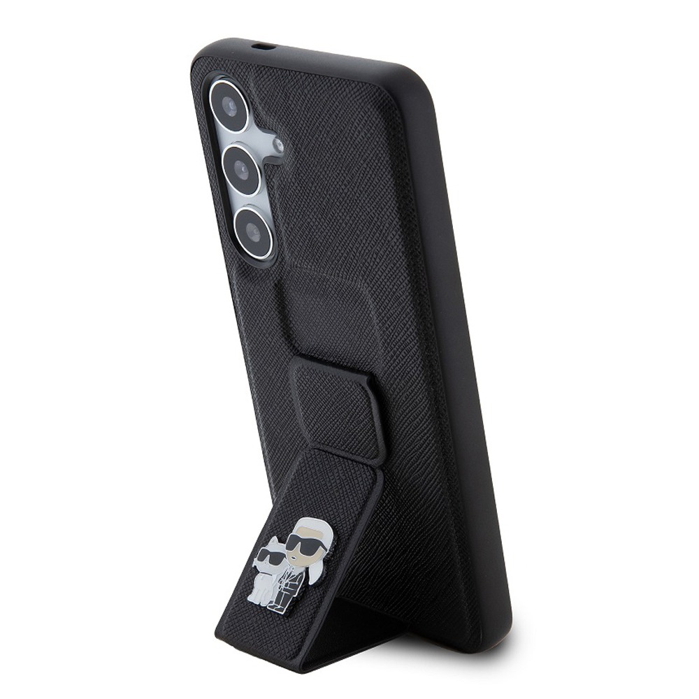 Karl Lagerfeld Калъф Samsung S24, Saffiano Grip Stand Metal Logo /черен/ - KLHCS24SGSAKCPK