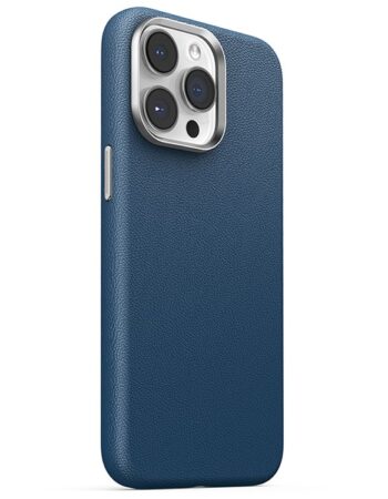 Joyroom Калъф Apple iPhone 15, Litchi Pattern Series MagSafe, син