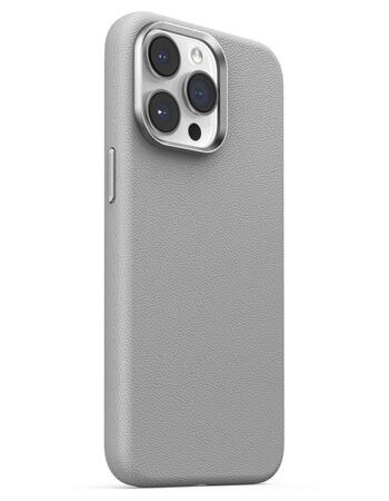 Joyroom Калъф Apple iPhone 15, Litchi Pattern Series MagSafe, сив