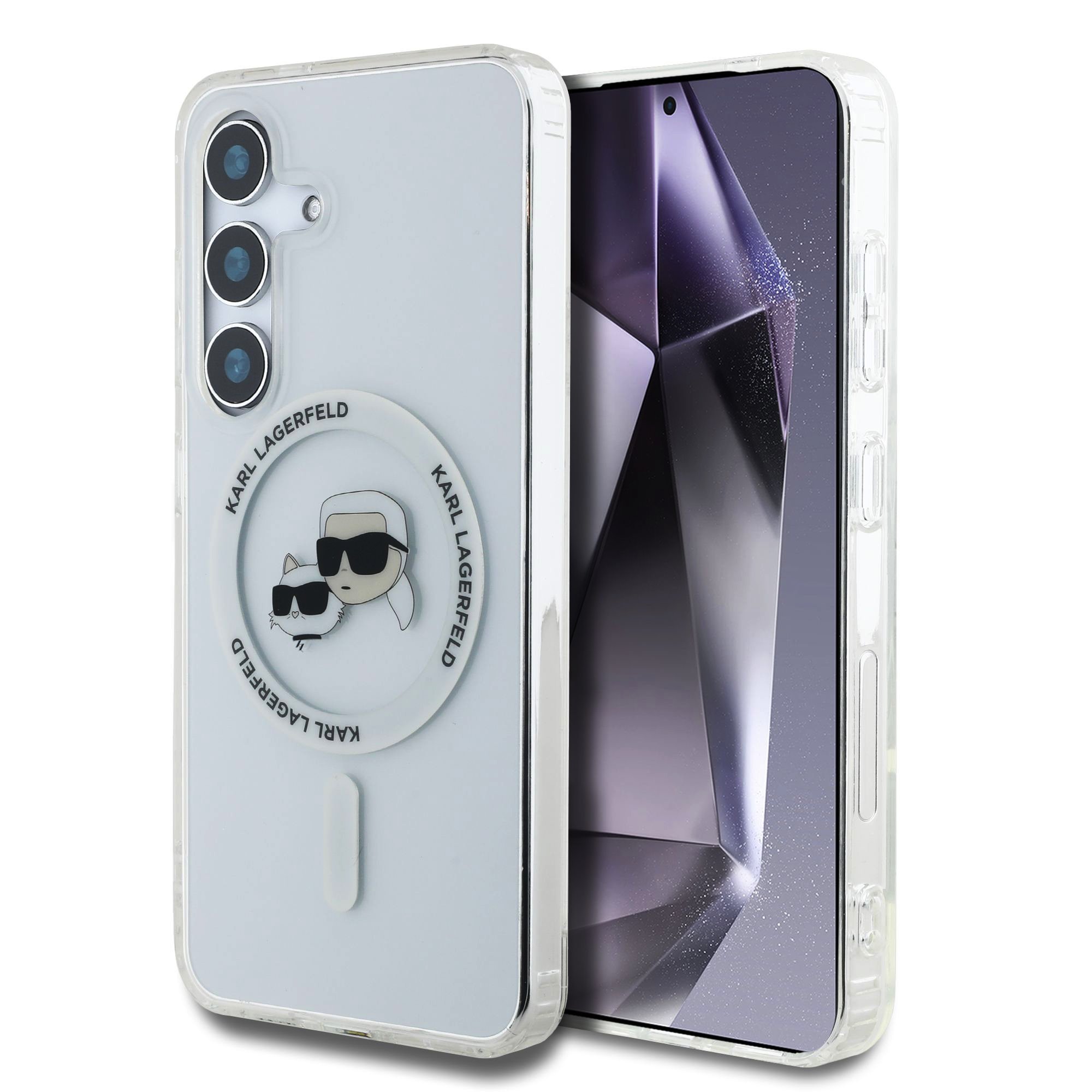 Karl Lagerfeld Калъф Samsung S25 Pus, IML K/CH Heads MagSafe /прозрачен/ - KLHMS25MHLSKCH