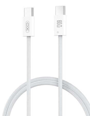 XO Кабел Type-C - Type-C, 1м, 60W, Braided, NB-Q273 /бял/