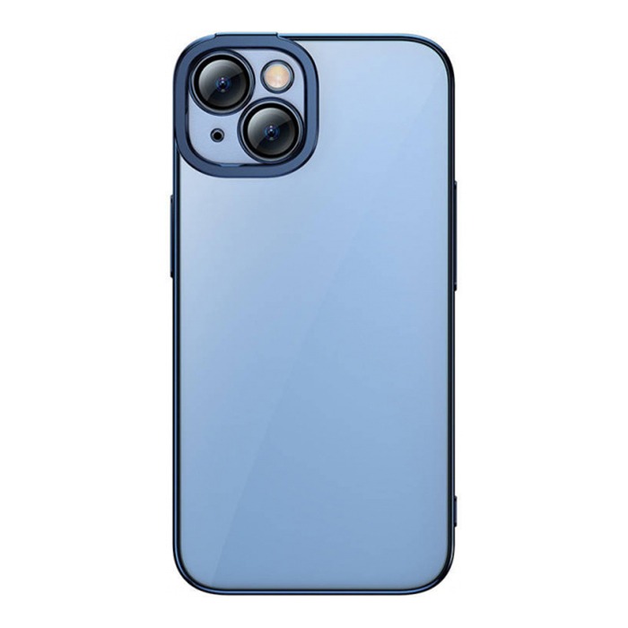 BASEUS Калъф + Стъклен протектор Glitter Apple iPhone 14 /син/ – снимка 3