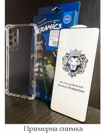 2 в1 Комплект Full Glue стъклен протектор + Прозрачен Armor Тпу Кейс iPhone 14 Pro Max