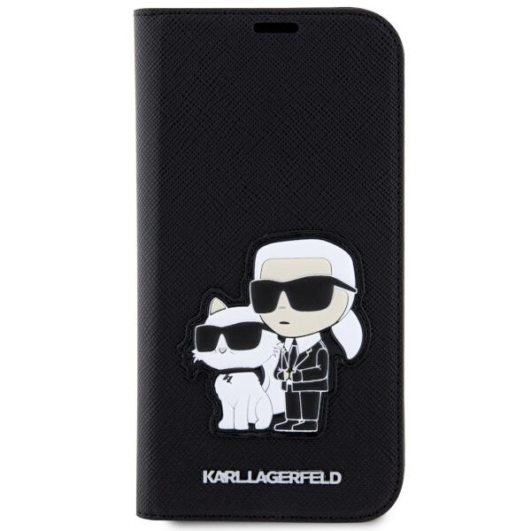 Karl Lagerfeld Калъф Apple iPhone 14 Pro, PU Saffiano K/C NFT Book /черен/ - KLBKP14LSANKCPK – снимка 3
