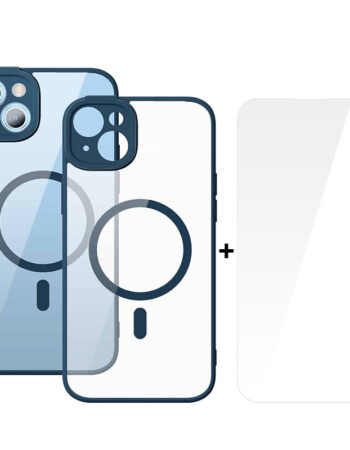 BASEUS Калъф + Стъклен протектор Frame MagSafe Apple iPhone 14 /син/