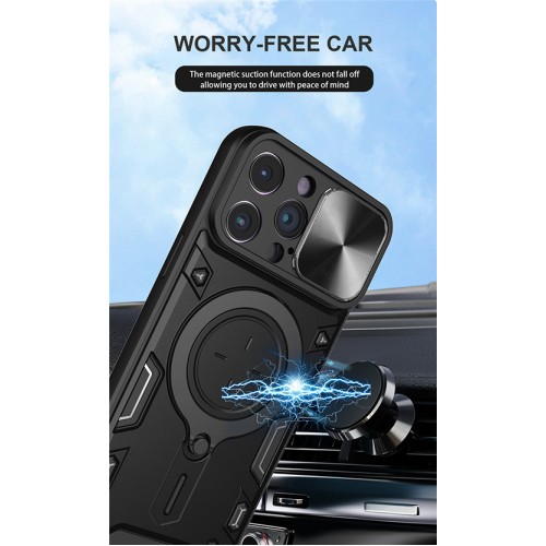Bucephalus Удроустойчив Кейс, Ring, Magnetic,Holder,lens cover за iPhone 14 Pro - Черен – снимка 2