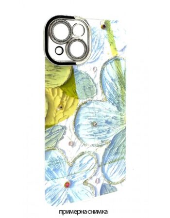 Кейс Lens Protection iPhone 14 Pro - Сини,Зелени Цветя / хамелеон