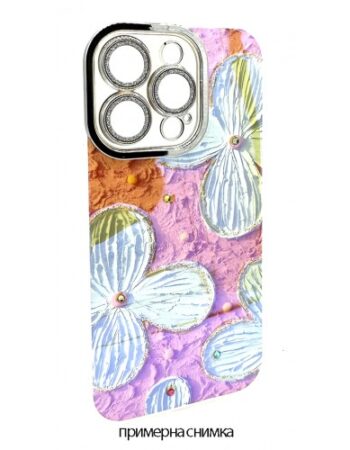 Кейс Lens Protection iPhone 14 - Розови Цветя / Хамелеон