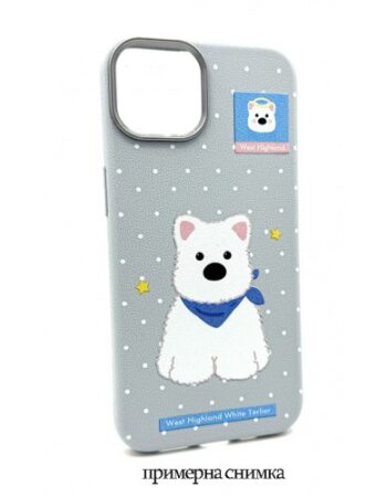 Кейс тпу за iPhone 16 - Светлосив с кученце “West Highland Terrier”