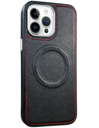 LeatherCraft Кейс MagSafe iPhone 16 - Черен