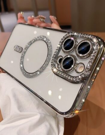 Luxury MagSafe Diamond Transparent Кейс iPhone 13 - Сребрист