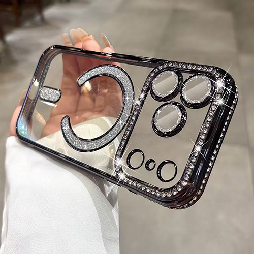 Luxury MagSafe Diamond Transparent Кейс iPhone 16 Pro - Черен