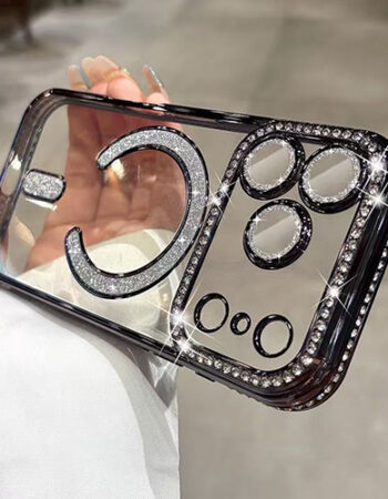 Luxury MagSafe Diamond Transparent Кейс iPhone 17 Air - Черен (29-D10)