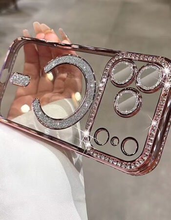 Luxury MagSafe Diamond Transparent Кейс Samsung Galaxy A05s - Розов