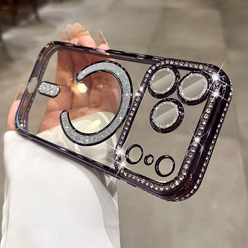 Luxury MagSafe Diamond Transparent Кейс Samsung Galaxy A07 - Лилав