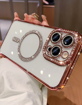 Luxury MagSafe Diamond Transparent Кейс Samsung Galaxy A35 - Розов