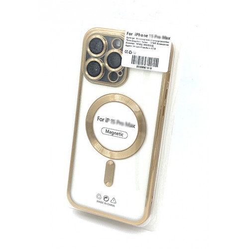MagSafe Кейс протект на камера iPhone 15 Pro Max - Златна рамка