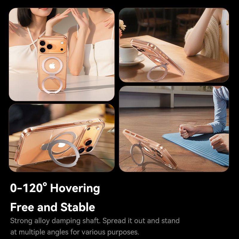 BASEUS Калъф HoopRing Magnetic + stand, Apple iPhone 17 Pro /оранжев/ - P0046007 – снимка 3