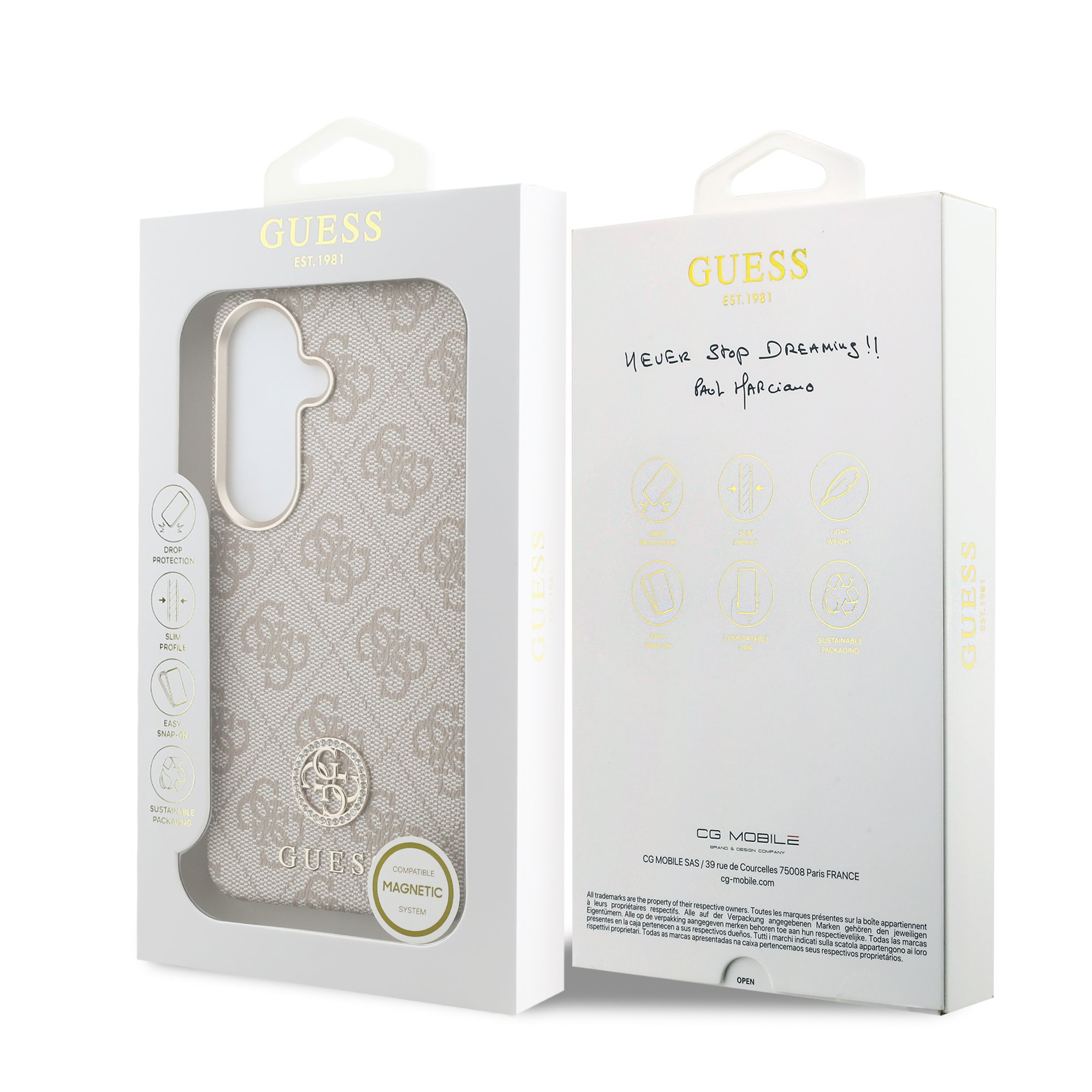 GUESS Калъф Samsung S26, PU Leather 4G Strass Logo Gold Frame MagSafe /розов/ - GUHMS26SP4GRMDEP – снимка 2
