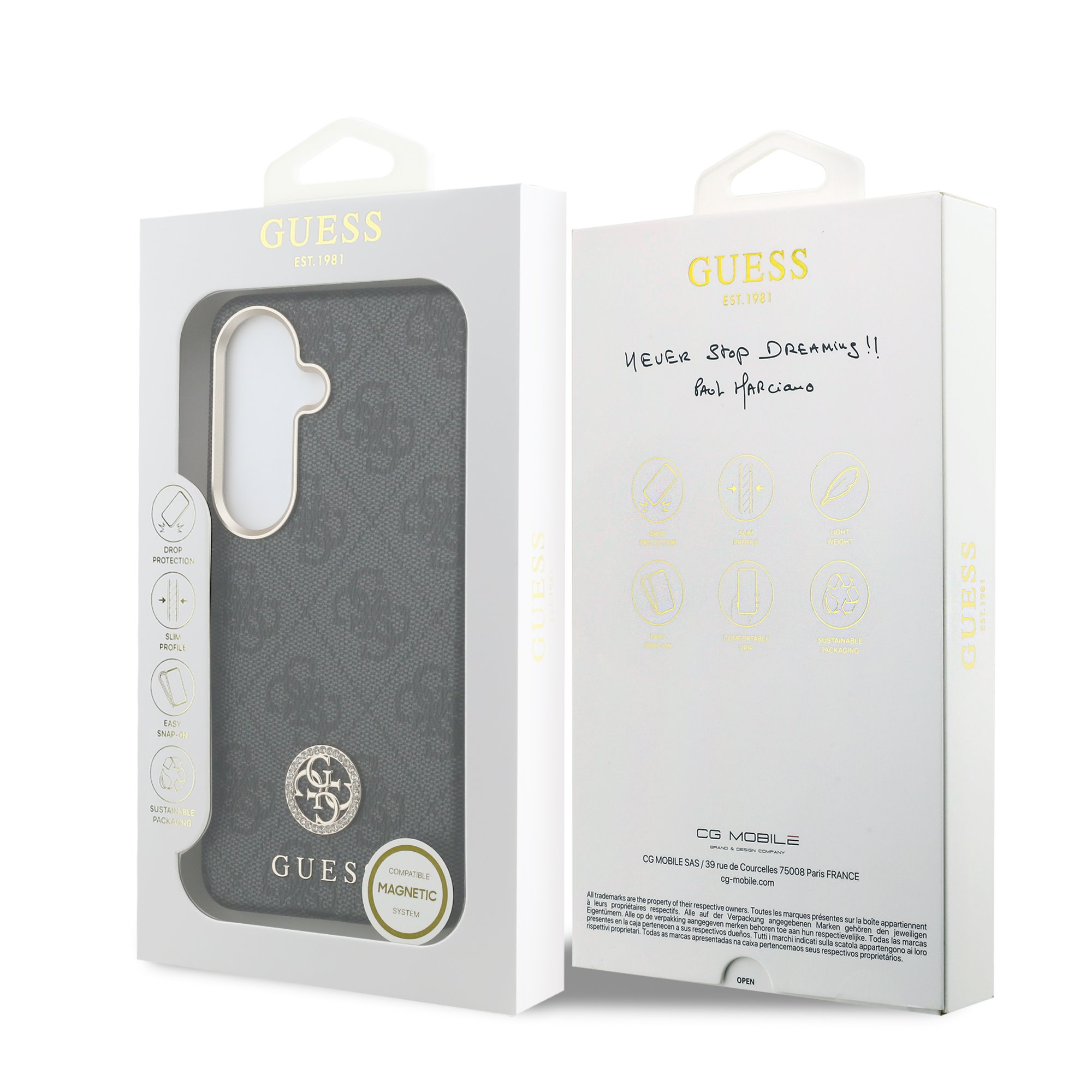 GUESS Калъф Samsung S26, PU Leather 4G Strass Logo Gold Frame MagSafe /черен/ - GUHMS26SP4GRMDEK – снимка 2