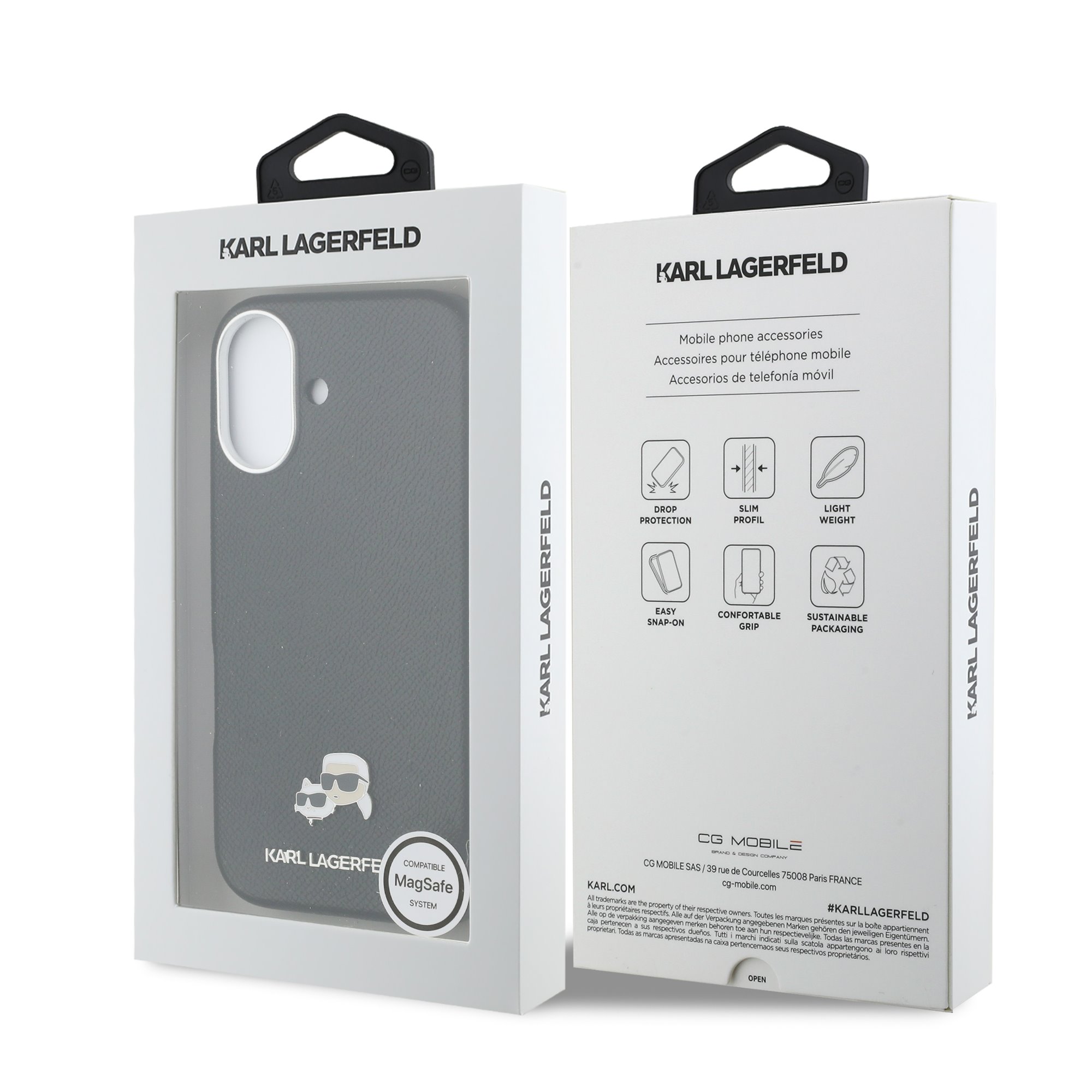 Karl Lagerfeld Калъф Apple iPhone 17, PU K/C Heads Pins MagSafe /черен/ - KLHMP17S6PFKCLK – снимка 2