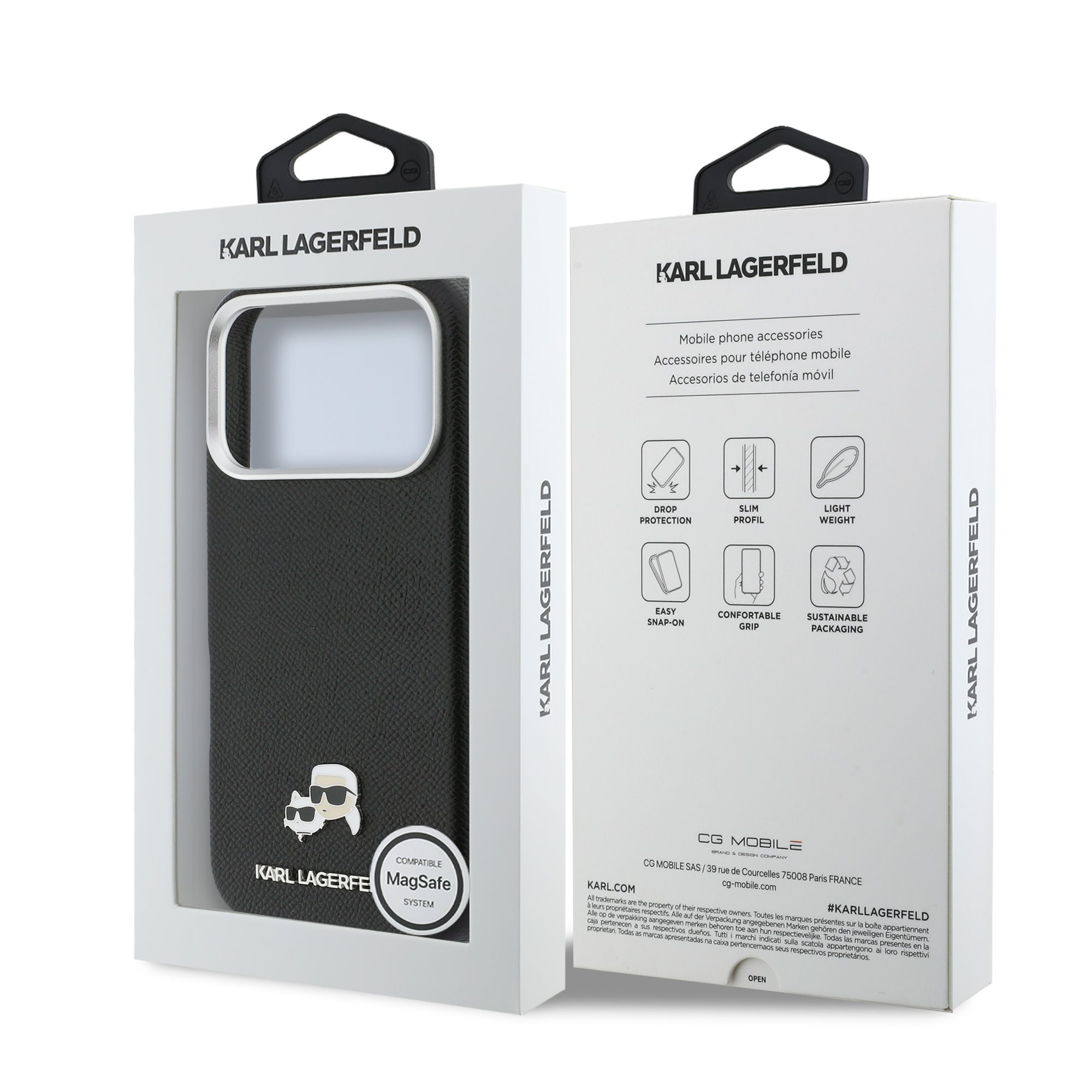 Karl Lagerfeld Калъф Apple iPhone 17 Pro, PU K/C Heads Pins MagSafe /черен/ - KLHMP17L6PFKCLK – снимка 2